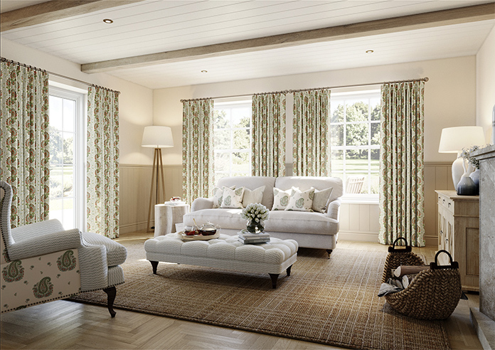 Petal & Block Lotus Blossom, Neem - Made to Measure Curtains - Image 7